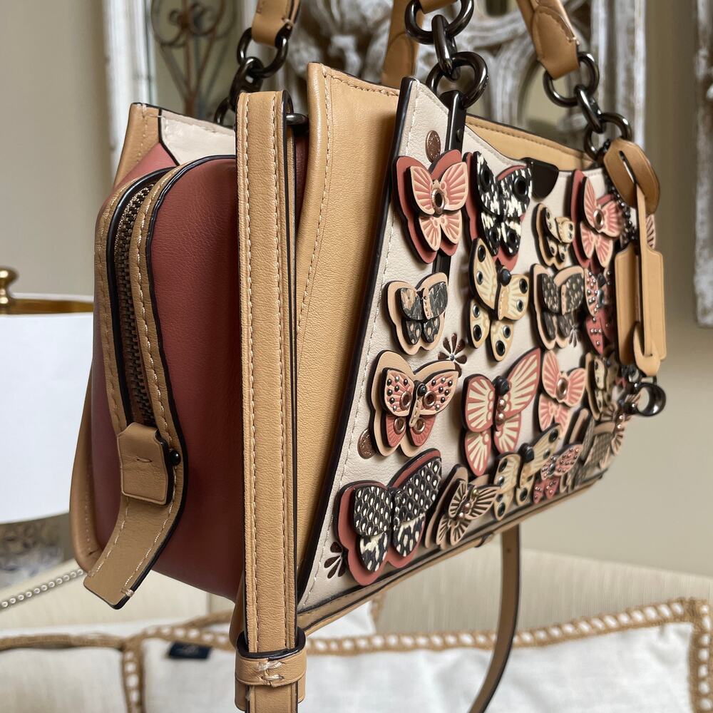 Rare Coach Dreamer Butterfly Appliqué Satchel 69553 | Snakeskin Collectible - Picture 6 of 14